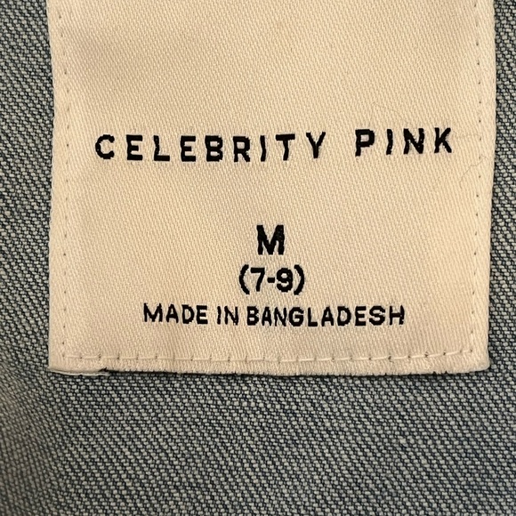 Celebrity Pink Denim Short Sleeve Romper Women M Light Wash Snap‑Up Utility Boho - Picture 8 of 9